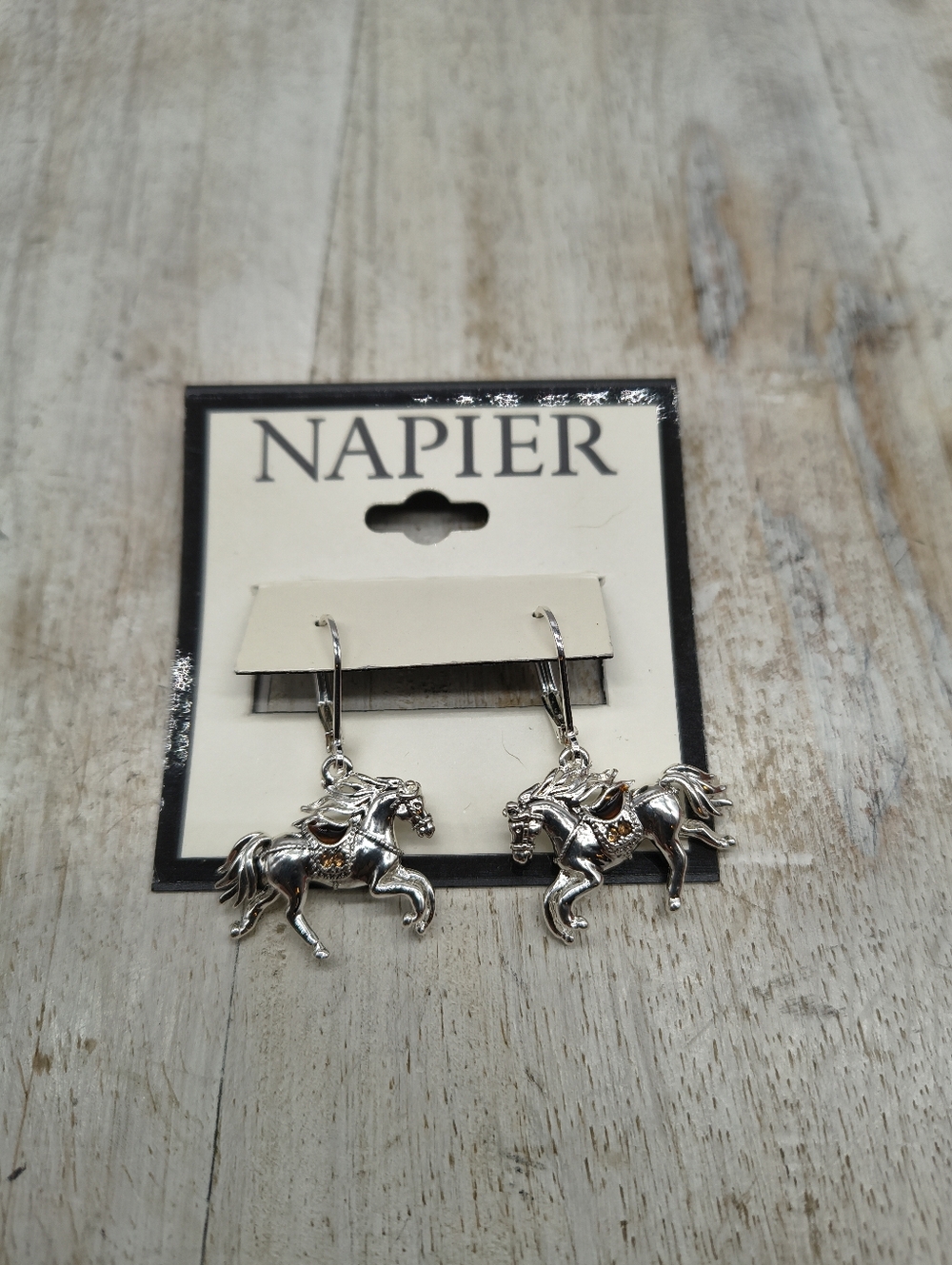 Napier Silver-Tone Horse Earrings